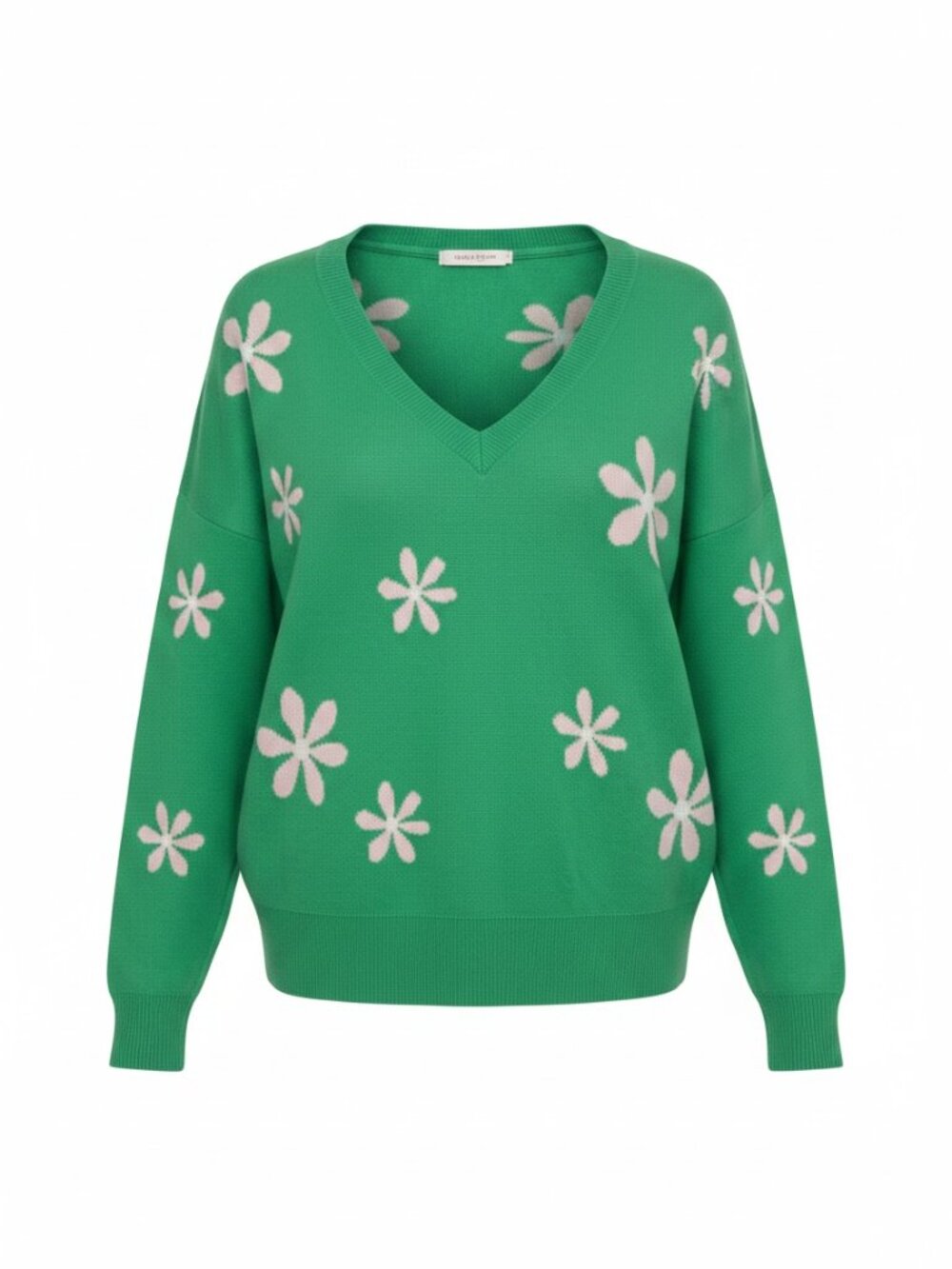 Lilly Pulitzer Tensley Spearmint Blossom Floral Cotton V-Neck Sweater M